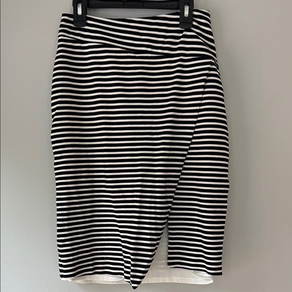 White House Black Market Striped Asymmetrical Pencil Skirt Faux Wrap